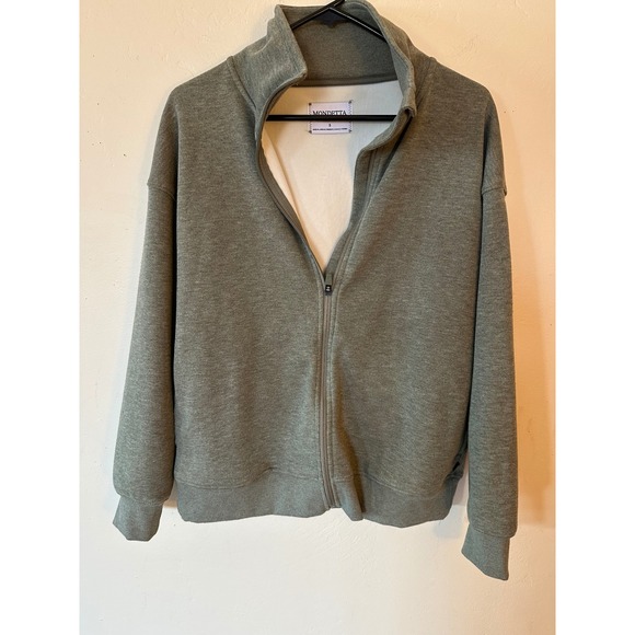 Mondetta Tops - Mondetta Full Zip Sweatshirt Womens Small Olive Green Mock Neck Fleece Jacket